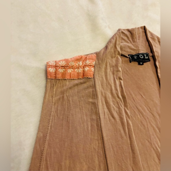 POL Light Brown Sleeveless Cardigan with Fringe GC Size M - Picture 7 of 11